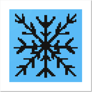 Black snowflake pixel art Posters and Art